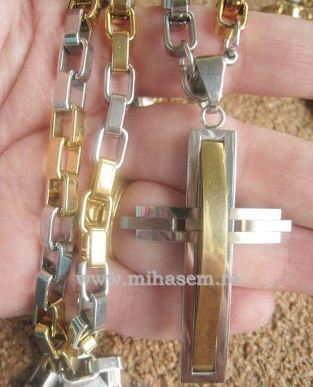 Lant +medalion  INOX  placat  ( otel inoxidabil ) cod mihasem261 - Img 4