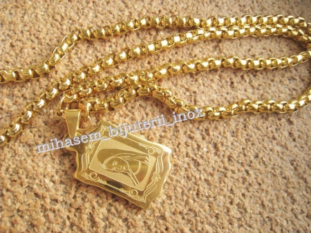Lant  +medalion INOX  placat  ( otel inoxidabil ) cod mihasem387 - Img 2