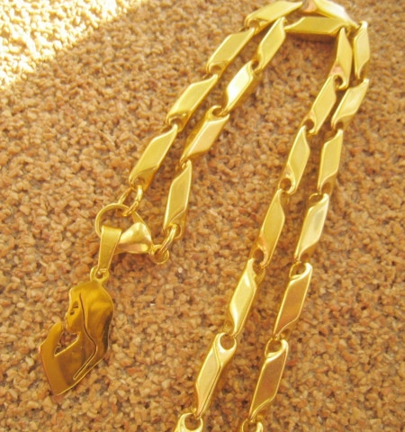 Lant   +medalion INOX  placat ( otel inoxidabil ) cod mihasem445 - Img 5
