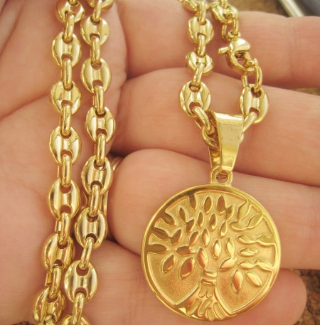 Lant +medalion INOX placat ( otel inoxidabil ) cod mihasem625 - Img 2