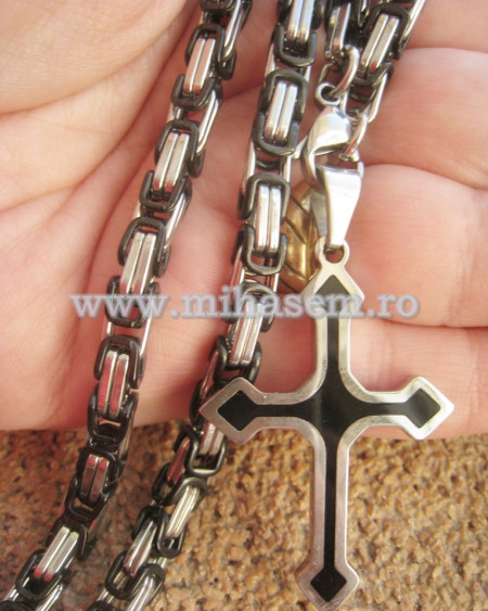 SET lant  +medalion +bratara INOX   placat ( otel inoxidabil ) cod mihasem451 - Img 5