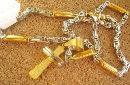 Lant +medalion   INOX  placat  ( otel inoxidabil ) cod mihasem584 - Img 4