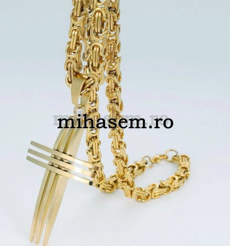 Lant +medalion INOX placat ( otel inoxidabil ) cod mihasem725 - Img 2