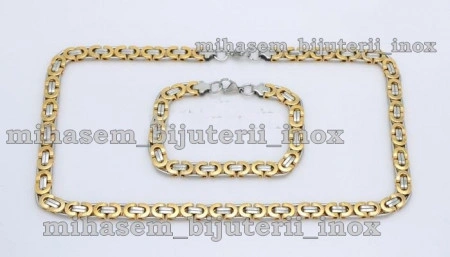 SET Lant +bratara INOX placat  ( otel inoxidabil ) cod mihasem126 - Img 2