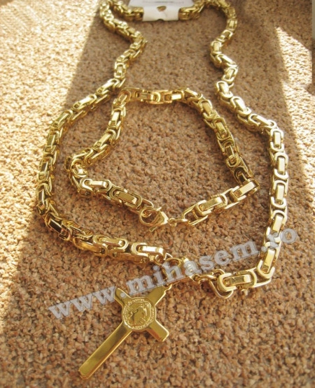 SET Lant +medalion +bratara INOX placat cod mihasem161 - Img 2