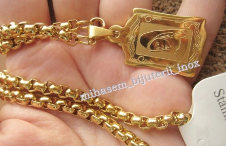 Lant  +medalion INOX  placat  ( otel inoxidabil ) cod mihasem387 - Img 3