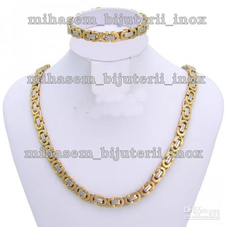 SET Lant +bratara INOX placat  ( otel inoxidabil ) cod mihasem126 - Img 3