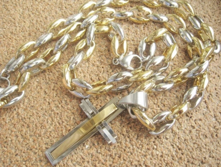 SET Lant +medalion +bratara INOX placat ( otel inoxidabil ) cod mihasem515 - Img 4
