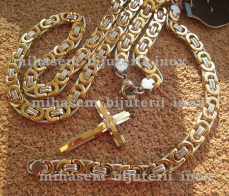Lant +medalion +bratara INOX ( otel inoxidabil ) cod mihasem100 - Img 5