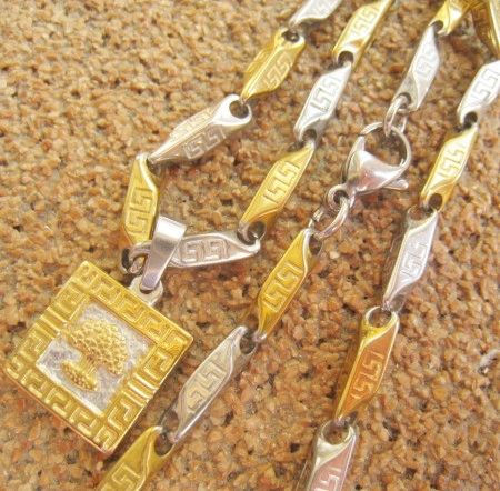 Lant +medalion INOX  placat  ( otel inoxidabil ) cod mihasem536 - Img 3