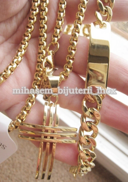 SET Lant +medalion+ bratara INOX  ( otel inoxidabil ) cod mihasem421 - Img 3