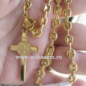 Lant  +medalion  INOX  placat  ( otel inoxidabil ) cod mihasem316 - Img 3