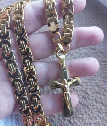Lant +medalion INOX placat ( otel inoxidabil ) cod mihasem573