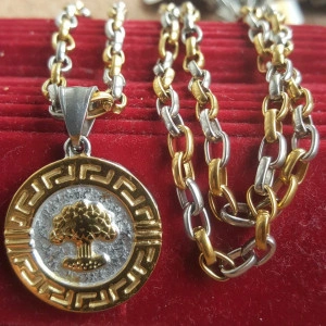 Lant +medalion INOX placat ( otel inoxidabil ) cod mihasem782