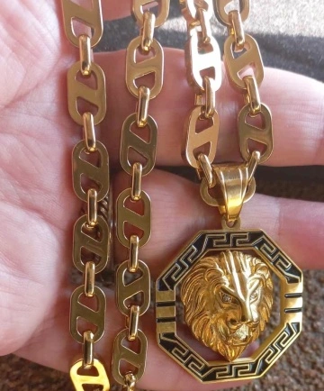 Lant +medalion INOX placat ( otel inoxidabil ) cod mihasem904