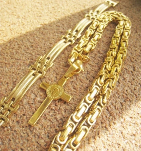 SET Lant +medalion+bratara   INOX placat  ( otel inoxidabil ) cod mihasem543 - Img 7