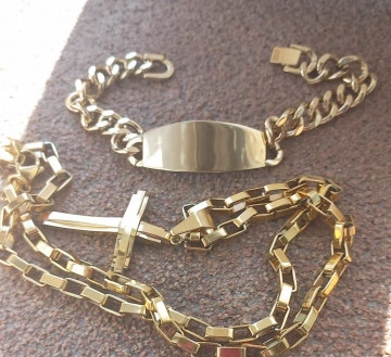SET Lant medalion bratara INOX placat ( otel inoxidabil ) cod mihasem876 - Img 2
