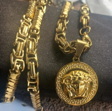 Lant +medalion INOX placat ( otel inoxidabil ) cod mihasem905