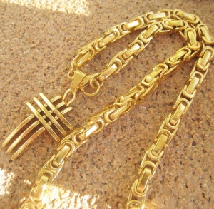 Lant +medalion  INOX placat  ( otel inoxidabil ) cod mihasem398 - Img 3