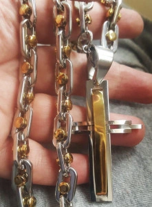 Lant +medalion INOX placat ( otel inoxidabil ) cod mihasem423 - Img 5