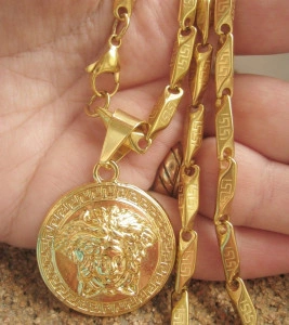 Lant   +medalion INOX  placat  ( otel inoxidabil ) cod mihasem520