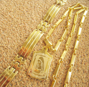 Set Lant   +medalion + bratara INOX  placat  ( otel inoxidabil ) cod mihasem586 - Img 3