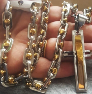 Lant +medalion INOX placat ( otel inoxidabil ) cod mihasem423
