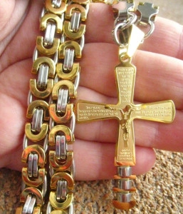 Lant +medalion INOX  placat  ( otel inoxidabil ) cod mihasem661