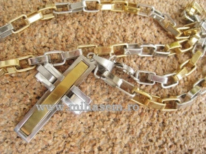 Lant +medalion  INOX  placat  ( otel inoxidabil ) cod mihasem261 - Img 2
