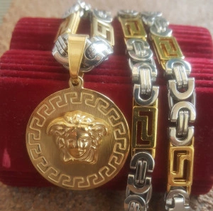 Lant +medalion INOX placat ( otel inoxidabil ) cod mihasem611