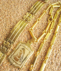 Set Lant   +medalion + bratara INOX  placat  ( otel inoxidabil ) cod mihasem586 - Img 5