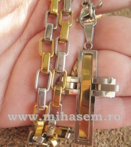 Lant +medalion  INOX  placat  ( otel inoxidabil ) cod mihasem261