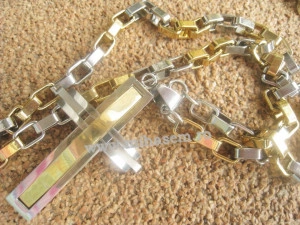 Lant +medalion  INOX  placat  ( otel inoxidabil ) cod mihasem261 - Img 3