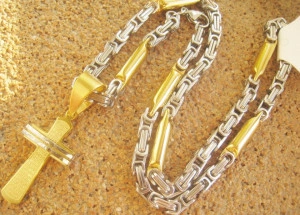 Lant +medalion   INOX  placat  ( otel inoxidabil ) cod mihasem584 - Img 2