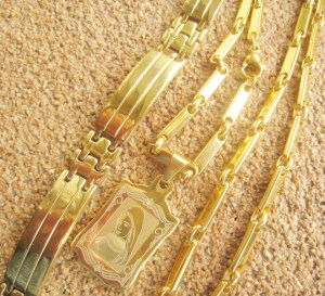 Set Lant   +medalion + bratara INOX  placat  ( otel inoxidabil ) cod mihasem586 - Img 6