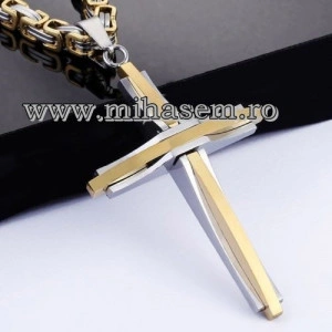 Lant   +medalion INOX  placat  ( otel inoxidabil ) cod mihasem530 - Img 2