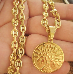 Lant +medalion INOX placat ( otel inoxidabil ) cod mihasem625 - Img 2