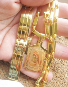Set Lant   +medalion + bratara INOX  placat  ( otel inoxidabil ) cod mihasem586 - Img 7