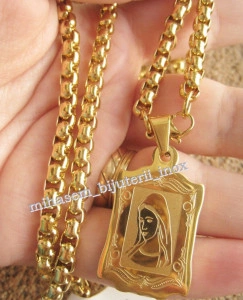 Lant  +medalion INOX  placat  ( otel inoxidabil ) cod mihasem387