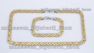 SET Lant +bratara INOX placat  ( otel inoxidabil ) cod mihasem126 - Img 2