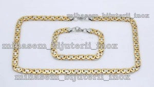 SET Lant +bratara INOX placat  ( otel inoxidabil ) cod mihasem126 - Img 2