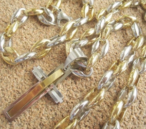 SET Lant +medalion +bratara INOX placat ( otel inoxidabil ) cod mihasem515 - Img 3