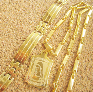 Set Lant   +medalion + bratara INOX  placat  ( otel inoxidabil ) cod mihasem586