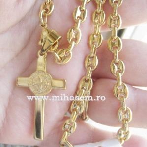 Lant  +medalion  INOX  placat  ( otel inoxidabil ) cod mihasem316