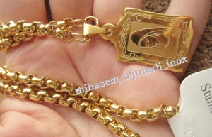 Lant  +medalion INOX  placat  ( otel inoxidabil ) cod mihasem387 - Img 3
