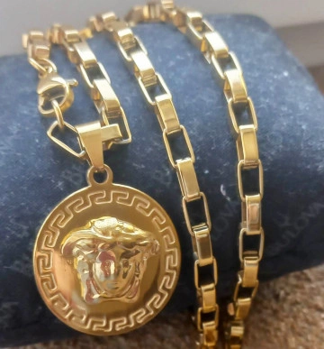 Lant +medalion INOX placat ( otel inoxidabil ) cod mihasem519