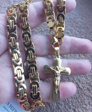 Lant +medalion INOX placat ( otel inoxidabil ) cod mihasem573 - Img 2