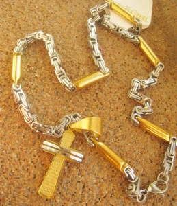 Lant +medalion   INOX  placat  ( otel inoxidabil ) cod mihasem584 - Img 5