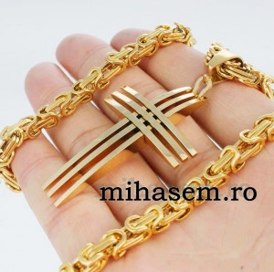 Lant +medalion INOX placat ( otel inoxidabil ) cod mihasem725 - Img 3