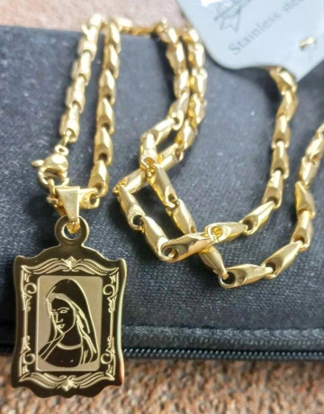 Lant +medalion INOX placat ( otel inoxidabil ) cod mihasem747